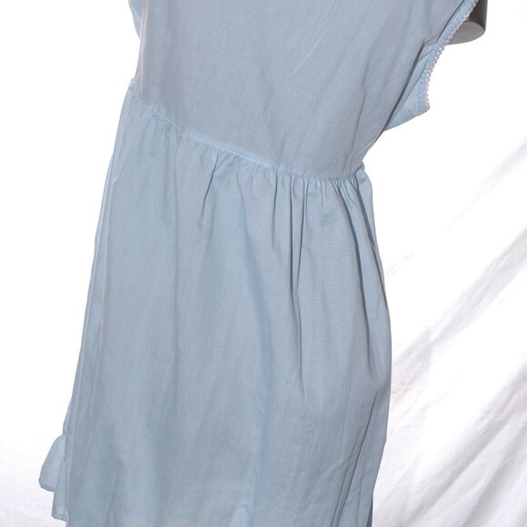 Vintage BABYDOLL Nightie Nightgown Lingerie Embroidered 70's 80's Baby Blue L - Picture 6 of 7